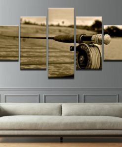 Fly Rod Fly Fishing Framed. 5 Piece Canvas. Five Panel. Canvas Art. Wall Art. Home Decor. For Her. For Him. Gift.