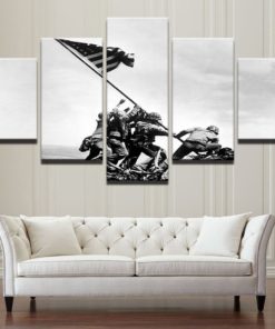 Raising the Flag on Iwo Jima USA WW2 Framed. 5 Piece Canvas. Five Panel. Canvas Art. Wall Art. Home Decor. For Her. For Him. Gift.