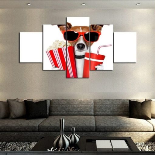 Puppy Dog Sunglasses Movie Treats Framed. 5 Piece Canvas. Five Panel. Canvas Art. Wall Art. Home Decor. For Her. For Him. Gift.