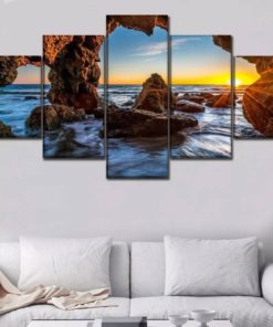 Beach Caves Wall Art, Sea Beach Canvas Set, Blue Ocean Print, Canvas Set, Coastal Decor, Nautical Decor, for Living Room, Bedroom Decor