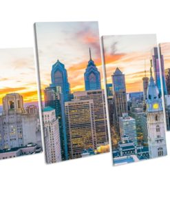 Philadelphia Sunset City CANVAS WALL ART Picture Print - Ready To Hang