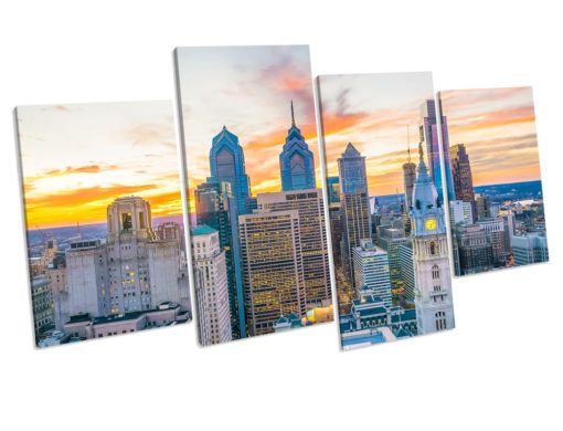 Philadelphia Sunset City CANVAS WALL ART Picture Print - Ready To Hang