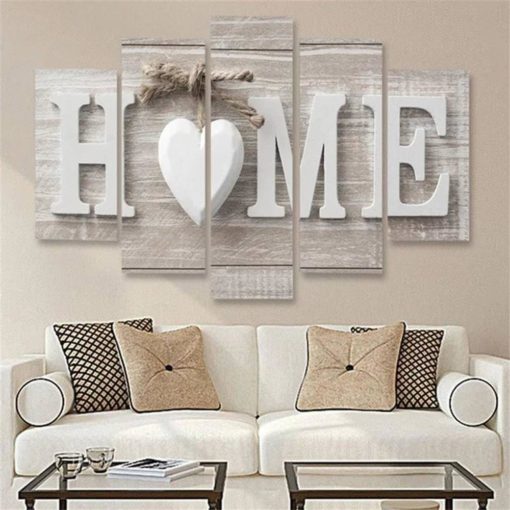 Wood Wall Art, Handcrafted Home Decor, Nice Simple Wall Decoration Canvas Print in 5 Piece Framed