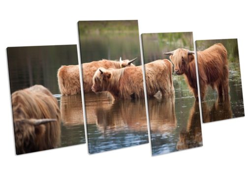 HIGHLAND COW Winter Picture Canvas Art Print Framed Wall Art