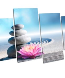 ZEN STONE FLOWER Bathroom Picture Canvas Wall Art Framed Print