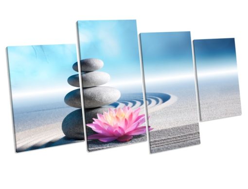 ZEN STONE FLOWER Bathroom Picture Canvas Wall Art Framed Print