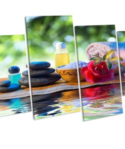 ZEN STONES WATER Flower Bathroom Picture Canvas Wall Art Framed Print
