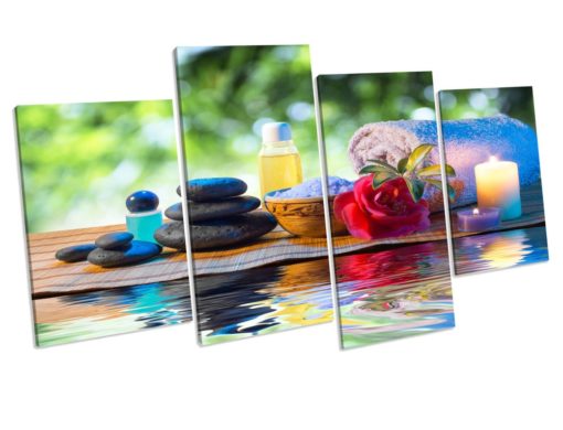 ZEN STONES WATER Flower Bathroom Picture Canvas Wall Art Framed Print