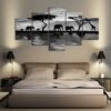 African Elephant Migration Black and White Framed. 5 Piece Canvas. Five Panel. Canvas Art. Wall Art. Home Decor. For Her. For Him. Gift.