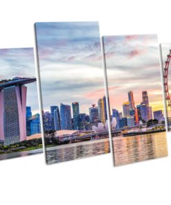 Singapore Skyline Sunset Box Framed Canvas picture Print