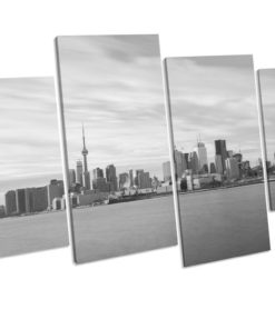 Toronto Black And White 4 Panel Box Framed Canvas picture Print