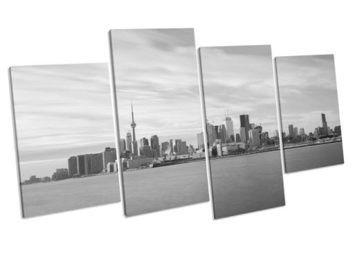 Toronto Black And White 4 Panel Box Framed Canvas picture Print