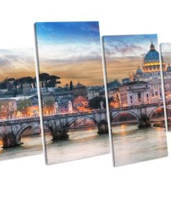 Vatican Rome Italy Sunset 4 Panel Box Framed Canvas Wall Art picture Print