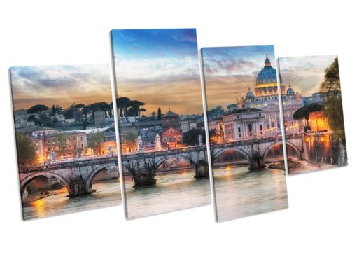 Vatican Rome Italy Sunset 4 Panel Box Framed Canvas Wall Art picture Print
