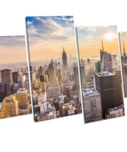 New York City Sunset Box Framed CANVAS ART PRINT Wall picture