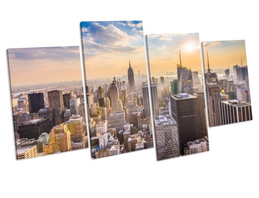 New York City Sunset Box Framed CANVAS ART PRINT Wall picture