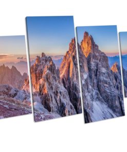 Dolomites Mountains Italy Sunset Box Framed 4 Panel Canvas Wall Art picture Print