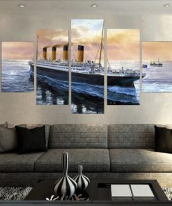 Titanic Ship Nautical Ocean Framed. 5 Piece Canvas. Five Panel. Canvas Art. Wall Art. Home Decor. For Her. For Him. Gift.