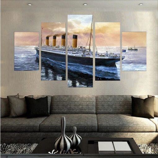 Titanic Ship Nautical Ocean Framed. 5 Piece Canvas. Five Panel. Canvas Art. Wall Art. Home Decor. For Her. For Him. Gift.