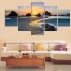 Beach Canvas Art, Beach Wall Art, Beach Shores Sunset 5 Piece Canvas Print, Beach Wall Decor, Beach Framed Canvas Art Work