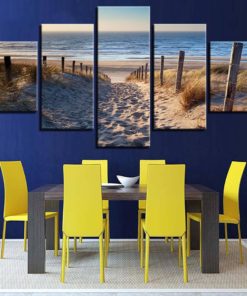 Beach Canvas Art, Sandy Beach Wall Art, Seascape Beach Wall Decor, Wild Beach 5 Piece Canvas Print, Beach Framed Canvas Art