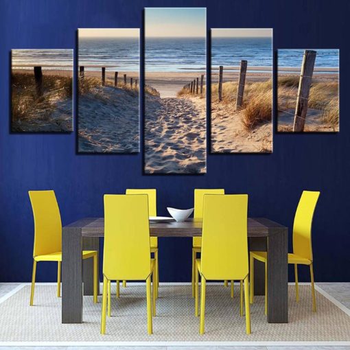 Beach Canvas Art, Sandy Beach Wall Art, Seascape Beach Wall Decor, Wild Beach 5 Piece Canvas Print, Beach Framed Canvas Art