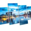 Singapore City Skyline Sunset Box Framed 4 Panel Canvas Wall Art picture Print
