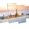 Buddha Temple Myanmar Sunset Box Framed 4 Panel Canvas Wall Art picture Print