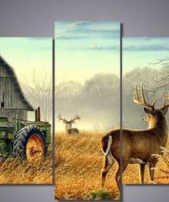 Whitetail Buck Deer Farm Wildlife Framed. 5 Piece Canvas. Five Panel. Canvas Art. Wall Art. Home Decor. For Her. For Him. Gift.
