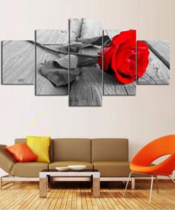 Red Rose Flower Abstract Framed. 5 Piece Canvas. Five Panel. Canvas Art. Wall Art. Home Decor. For Her. For Him. Gift.