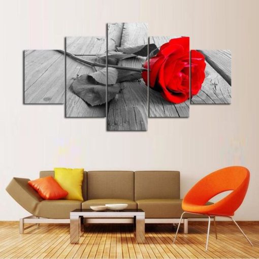 Red Rose Flower Abstract Framed. 5 Piece Canvas. Five Panel. Canvas Art. Wall Art. Home Decor. For Her. For Him. Gift.