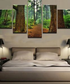 Forest Hiking Path Framed. 5 Piece Canvas. Five Panel. Canvas Art. Wall Art. Home Decor. For Her. For Him. Gift.