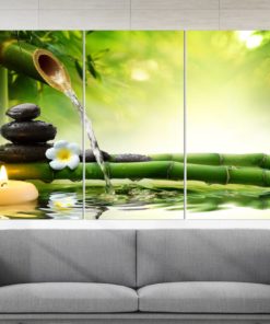 Spa Garden Canvas Print, Garden Decor, Water Flow Bamboo Print, Spa Canvas Art Zen Print Nature Wall Art Bedroom Wall Art Spa Wall Art