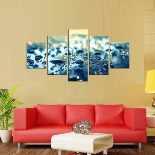 Water Drops Wall Art, Rain Canvas Set, Modern Wall Decor,  Abstract, Large  Canvas Print, 5 Panels Canvas, Living Room Decor, Gift