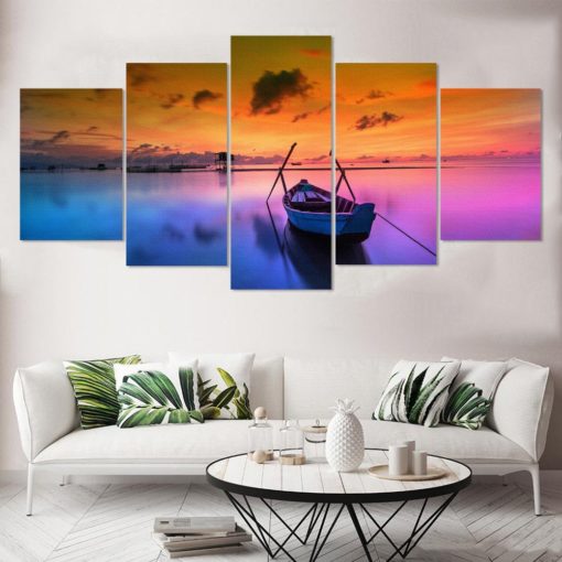 Boat , Custom Artwork, Canvas Wall Art, Large Wall Art, 5 Piece Art, Home Decor