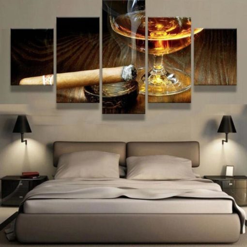 Scotch Drink Cigar Framed. 5 Piece Canvas. Five Panel. Canvas Art. Wall Art. Home Decor. For Her. For Him. Gift.