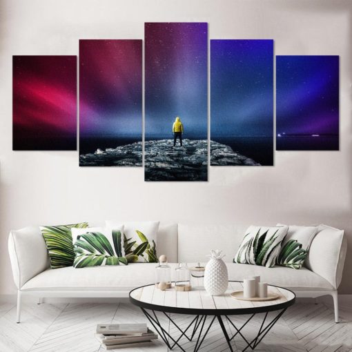 Space Lights , Custom Artwork, Canvas Wall Art, Large Wall Art, 5 Piece Art, Home Decor