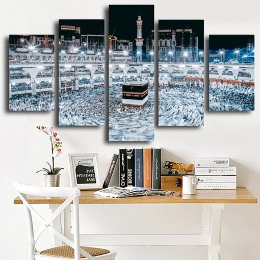 5 Pieces Mecca Mosque Muslim Association Canvas