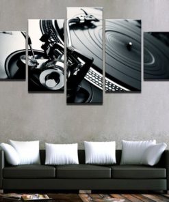 DJ Console Instrument Record Player Framed. 5 Piece Canvas. Five Panel. Canvas Art. Wall Art. Home Decor. For Her. For Him. Gift.