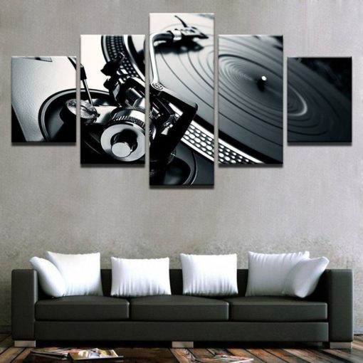 DJ Console Instrument Record Player Framed. 5 Piece Canvas. Five Panel. Canvas Art. Wall Art. Home Decor. For Her. For Him. Gift.
