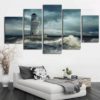 Light House Rough Seas Storm Framed. 5 Piece Canvas. Five Panel. Canvas Art. Wall Art. Home Decor. For Her. For Him. Gift.