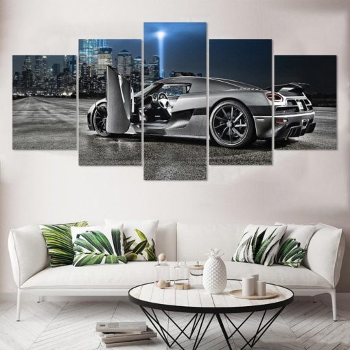 Sports Car, Custom Artwork, Canvas Wall Art, Large Wall Art, 5 Piece Art, Home Decor