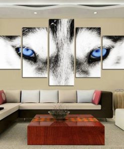 Wolf Blue Eyes Wildlife Framed. 5 Piece Canvas. Five Panel. Canvas Art. Wall Art. Home Decor. For Her. For Him. Gift.