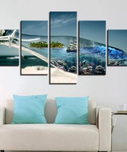 Sea Canvas Art, Sea Wall Art, Sea Wall Decor, Sea in the Bottle Wall Art, Island Wall decor, Island Wall Art, Island Canvas Art, Framed