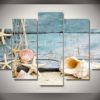 Seashells Ocean Driftwood Framed. 5 Piece Canvas. Five Panel. Canvas Art. Wall Art. Home Decor. For Her. For Him. Gift.