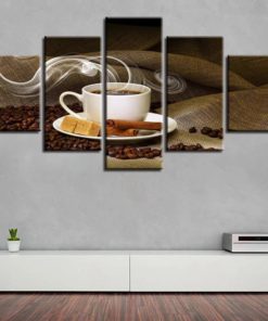 Coffee Wall Art, Coffe Wall Decor, Coffee Canvas Art, Coffee Beans 5 Piece Canvas Print , Coffee Wall Painting, Coffee Framed Artwork