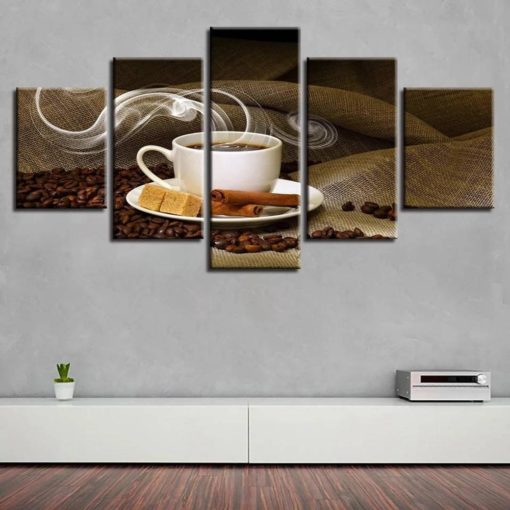Coffee Wall Art, Coffe Wall Decor, Coffee Canvas Art, Coffee Beans 5 Piece Canvas Print , Coffee Wall Painting, Coffee Framed Artwork