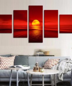 Red Sea Sunset Seascape Framed. 5 Piece Canvas. Five Panel. Canvas Art. Wall Art. Home Decor. For Her. For Him. Gift.