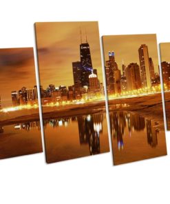 Chicago Skyline Box Framed CANVAS Wall Art Print - Ready To Hang