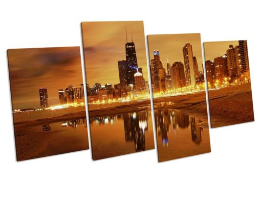 Chicago Skyline Box Framed CANVAS Wall Art Print - Ready To Hang